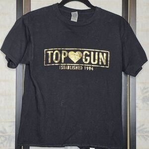 Top Gun Cheer Black Tee with Gold Graphic